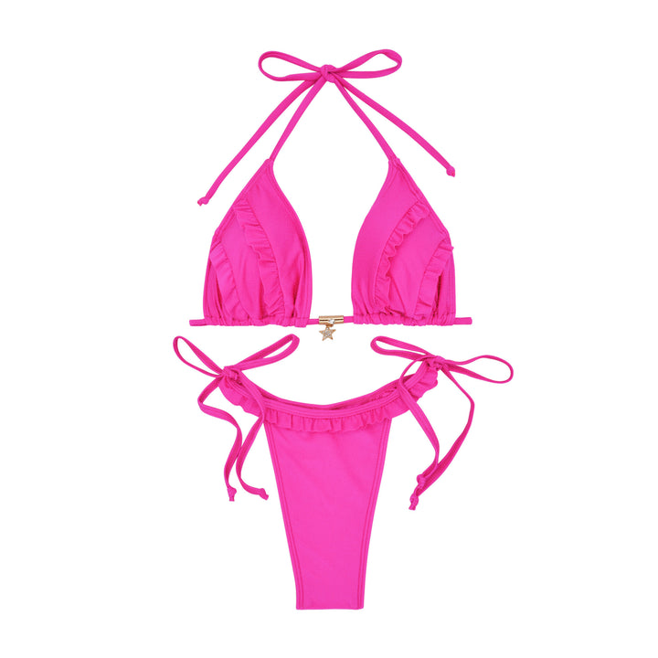 Damen Triangel-Bikini mit Rüschendetails und verstellbaren Bindebändern Echo Archiv