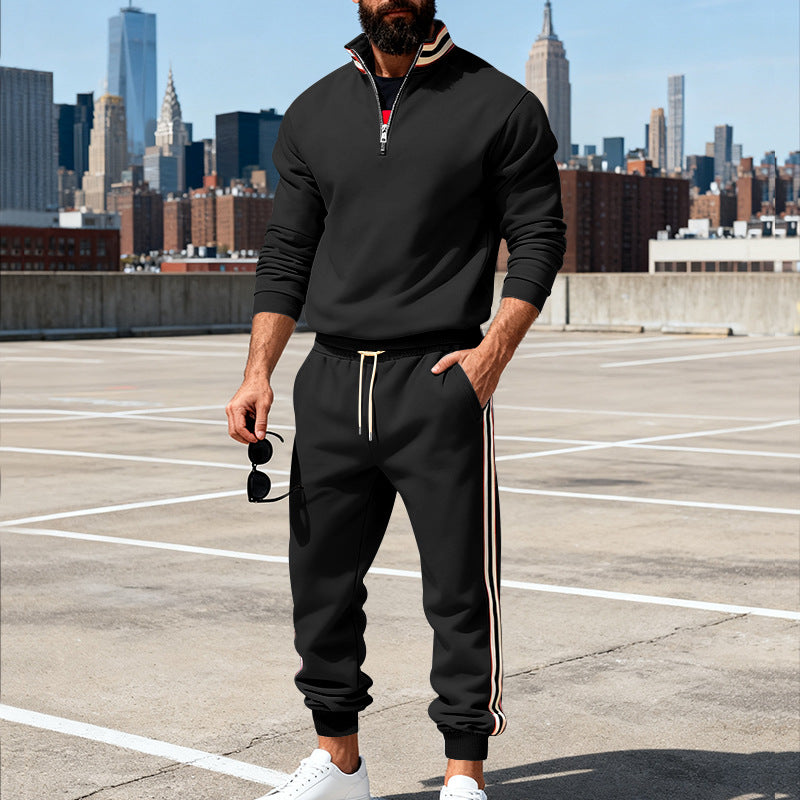 Herren nan stylisches Jogginganzug-Set mit Halbzip, gestreiften Seitenstreifen und konischer Joggerhose Echo Archiv