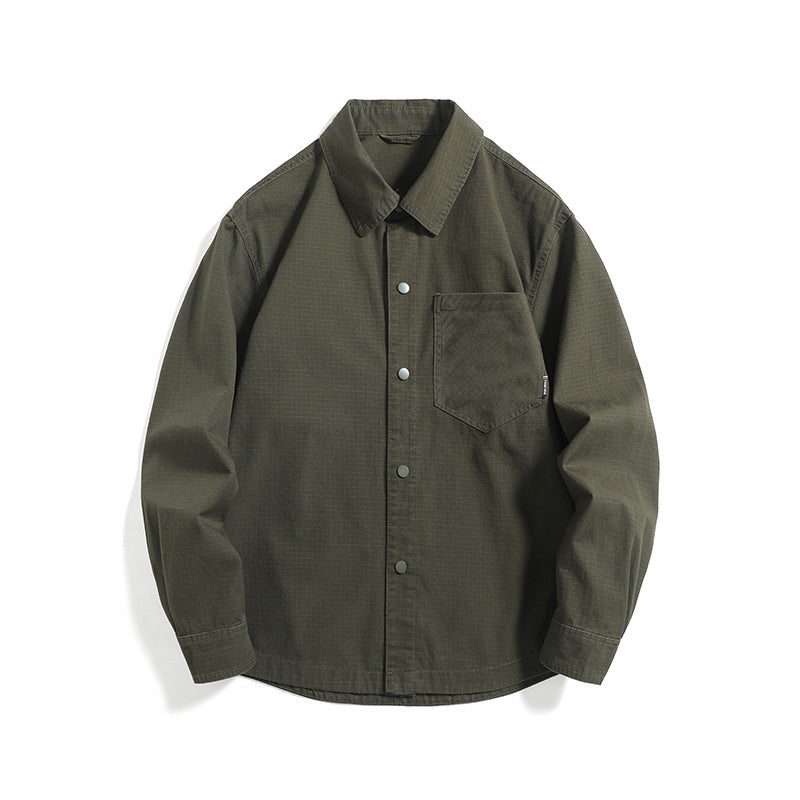 Herren Ripstop-Overshirt mit Druckknopfleiste, geradem Schnitt und Brusttasche Echoarchiv