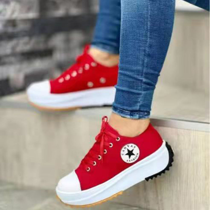 Damen Canvas-Plateau-Sneaker mit gezackter Profilsohle Echoarchiv