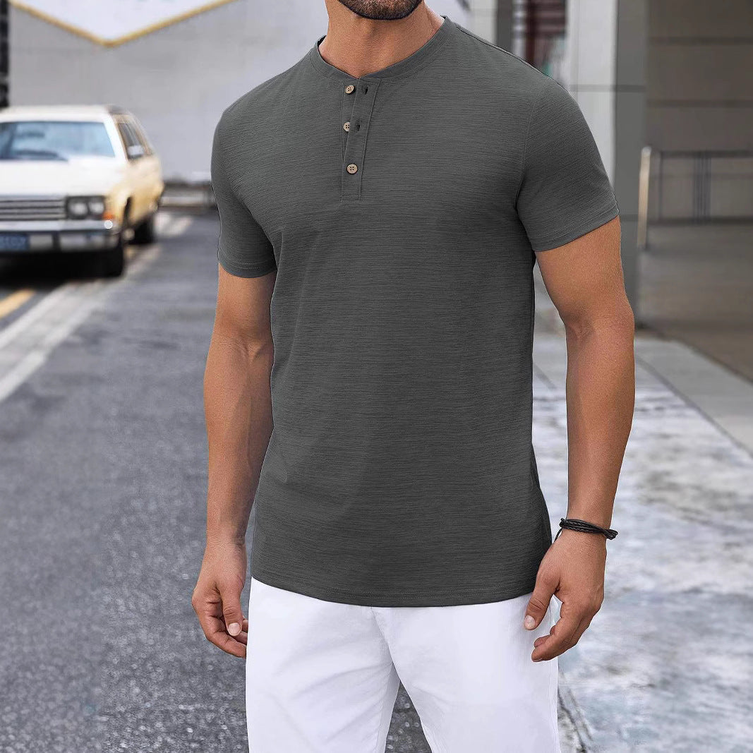 Herren T-Shirt mit Knopfleiste und zeitlosem Design Echoarchiv