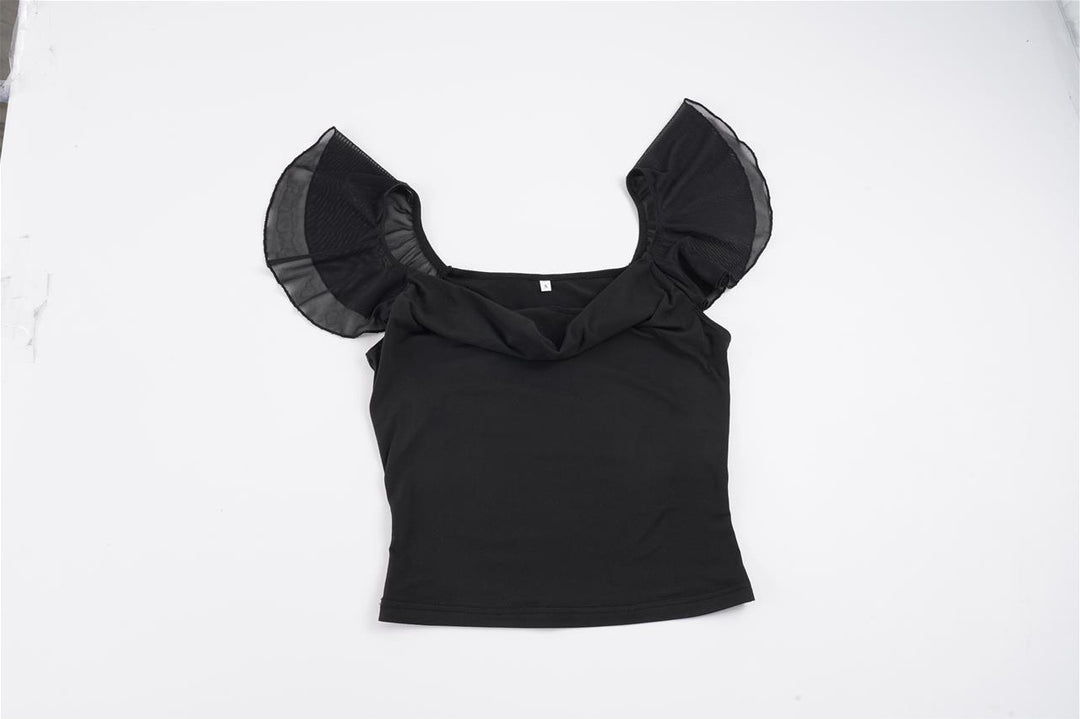 Damen Kurzarmoberteil mit transparenten Puffärmeln Echo Archiv
