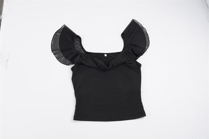 Damen Kurzarmoberteil mit transparenten Puffärmeln Echo Archiv