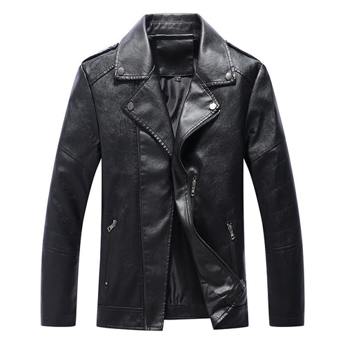 Herren Slim Fit Kunstleder-Motoblouson im Biker-Look mit gesteppten Armpaneelen und Reverskragen Echoarchiv