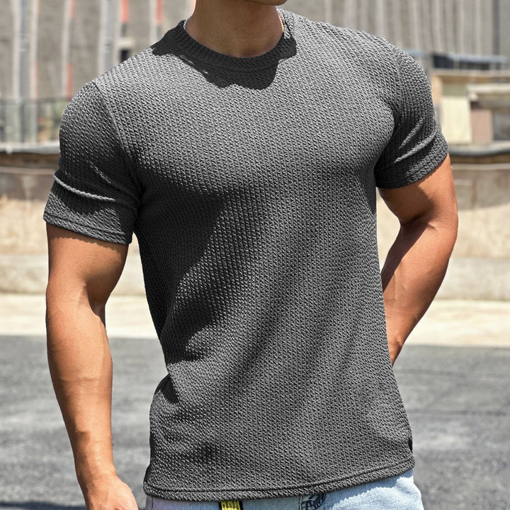 Herren strukturiertes T-Shirt in schlanker Passform mit Rundhalsausschnitt – Marzano