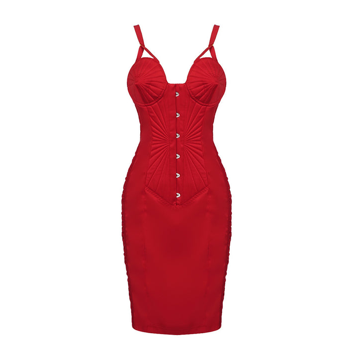Damen figurbetontes Kleid mit raffinierten Details und schimmerndem Stoff Echo Archiv