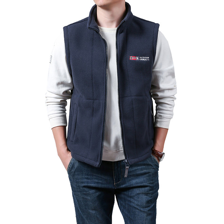 Herren Warme Fleece-Outdoorweste mit durchgehendem Reißverschluss und Stehkragen Echoarchiv