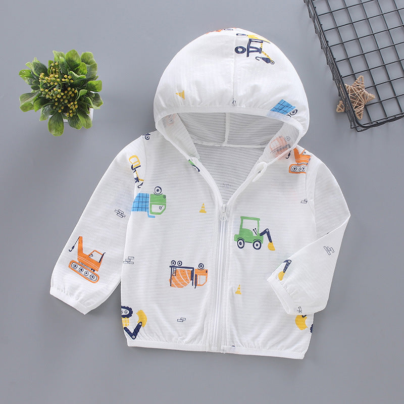 Unisex nan leichte Kapuzenjacke für Kleinkinder mit süßem Tierprint und Reißverschluss  Echo Archiv