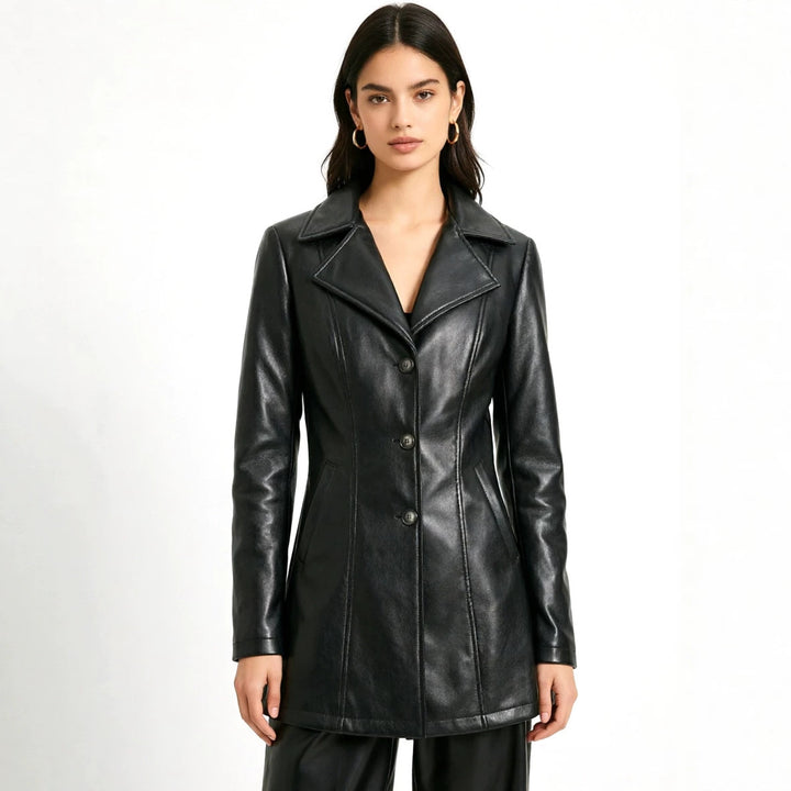 Damen Elegante Slim-Fit Kunstlederjacke Echo Archiv