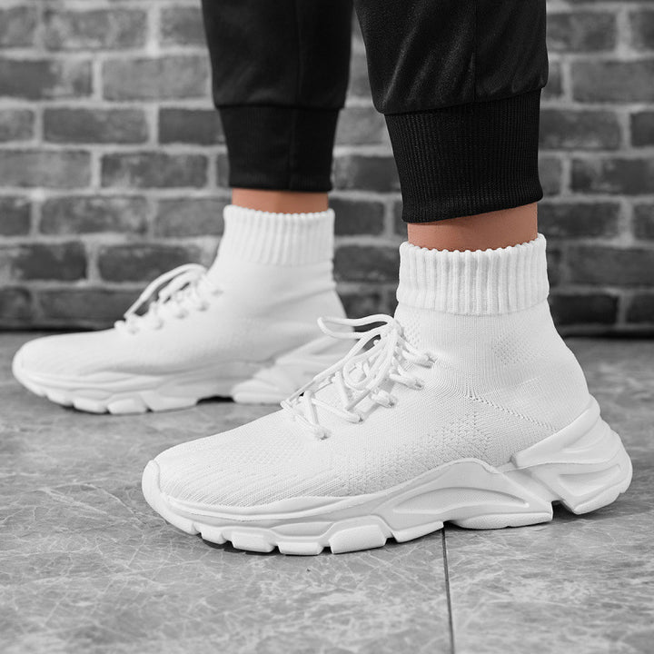 Damen Strick‑Sockensneaker mit hohem Schaft, gepolsterter Plateau‑Laufsohle und elastischem Schnürsystem Echoarchiv