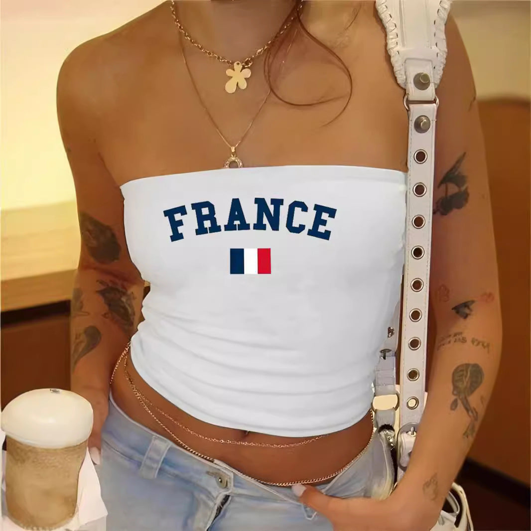Damen Bandeau-Oberteil mit sportlichem Frankreich-Design Echo Archiv