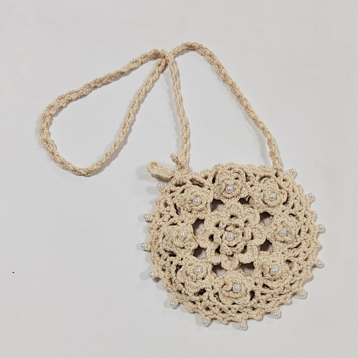 Damen handgefertigte Häkel-Handtasche mit Perlenschmuck Echo Archiv