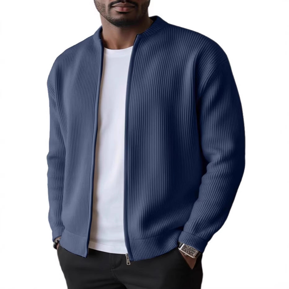 Herren Rippstrick Bomber Cardigan mit vollem Reißverschluss EB – Taviero