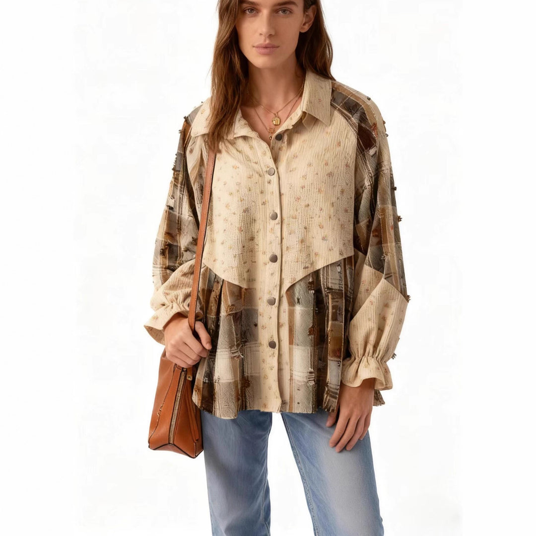 Damen Lässige und elegante Puffärmel Bluse Echo Archiv