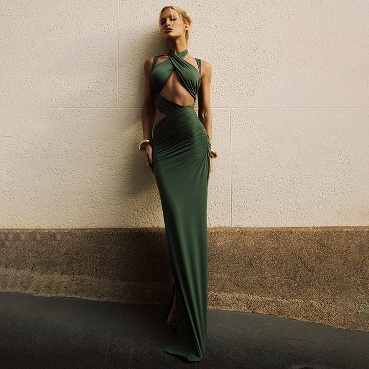Damen Elegantes Maxikleid mit raffinierten Drapierungen und schlankem Schnitt Echo Archiv