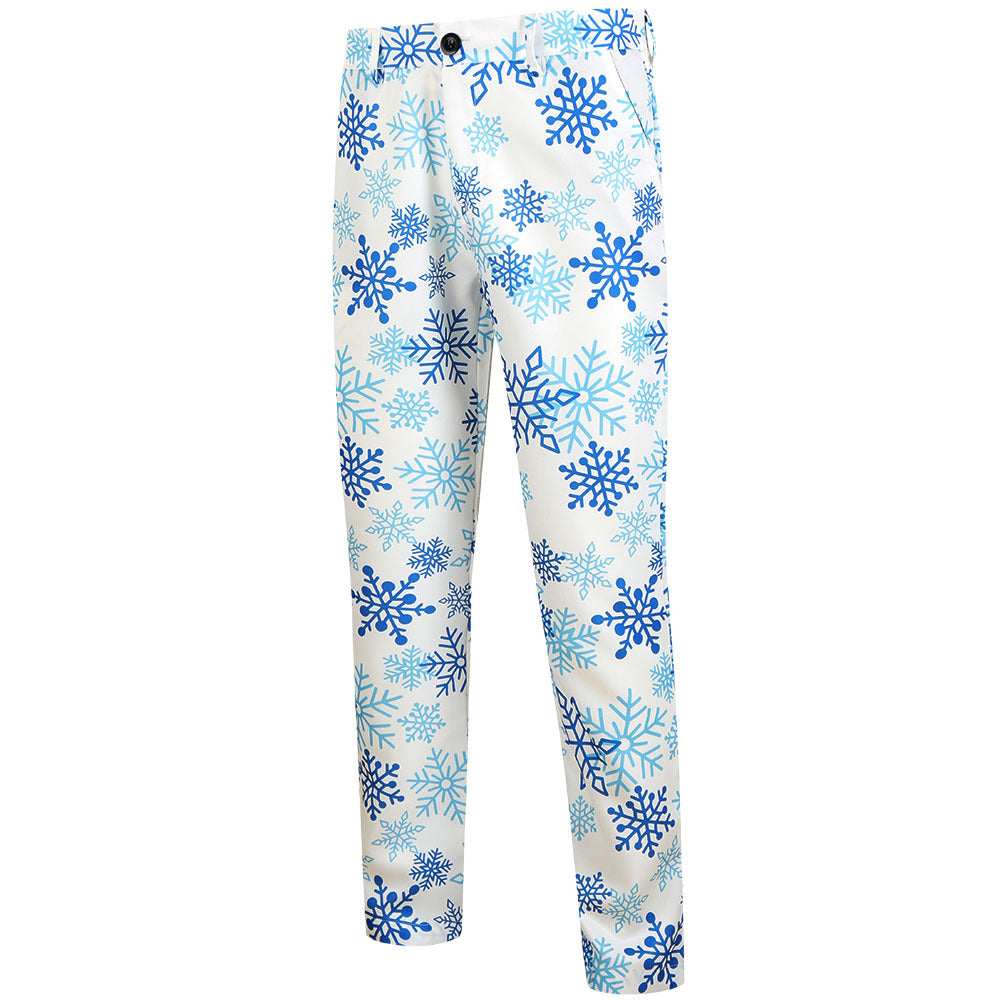Herren weihnachtliches dreiteiliges Anzugset mit Sakko, Weste und Hose im Allover-Rentier‑Tannenmuster Echo Archiv