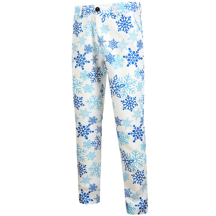 Herren weihnachtliches dreiteiliges Anzugset mit Sakko, Weste und Hose im Allover-Rentier‑Tannenmuster Echo Archiv