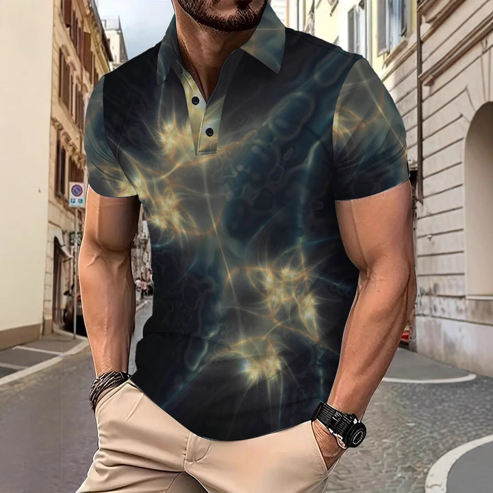 Herren Poloshirt mit kreativem grafischen Muster Echoarchiv