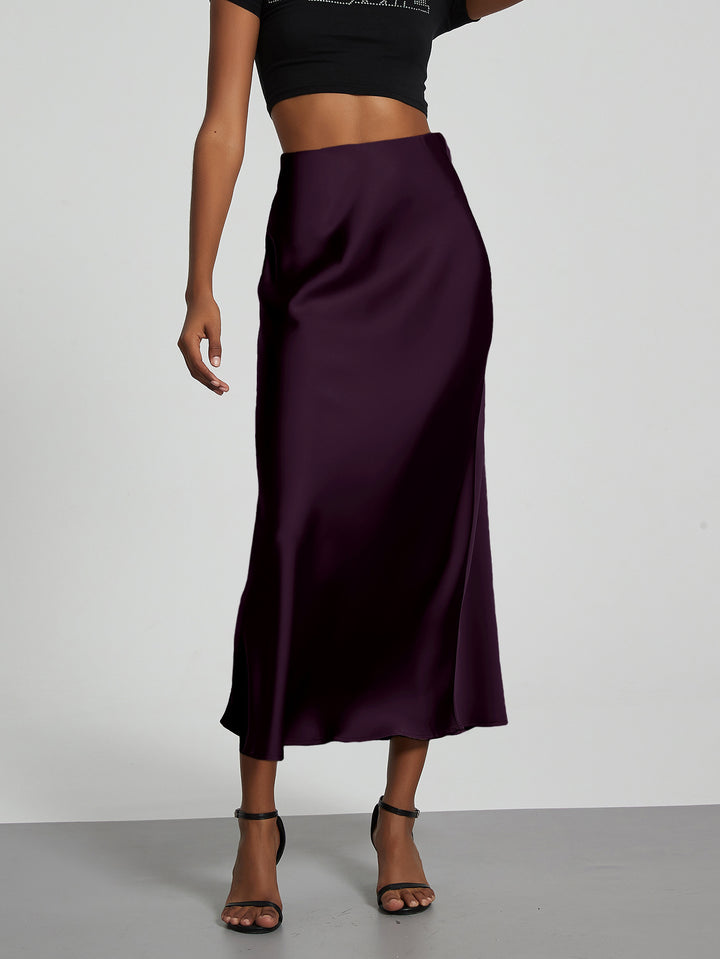 Damen Stilvolle Satin-Stretchrock mit hohem Bund und fließendem Schnitt Echo Archiv