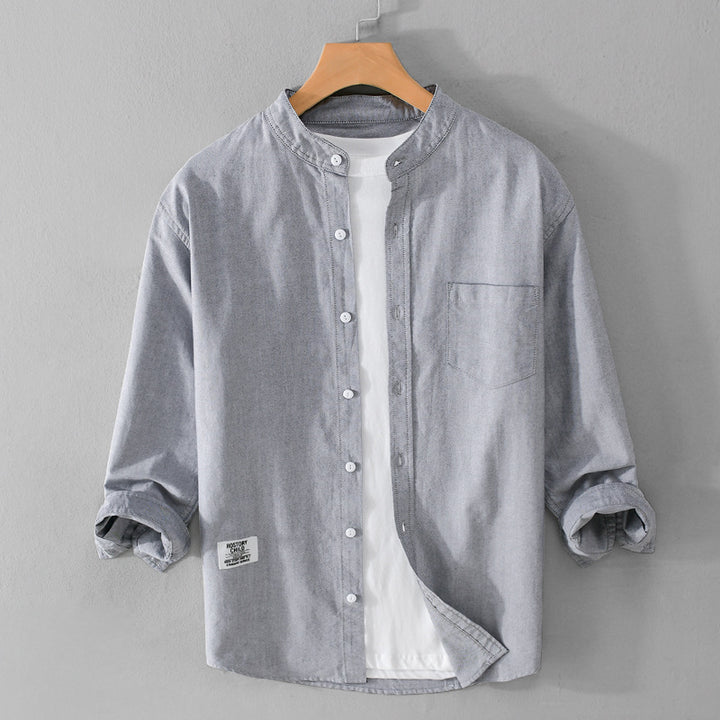 Herren Stehkragen-Overshirt aus Baumwollmix mit Brusttasche und entspannter Passform Echoarchiv