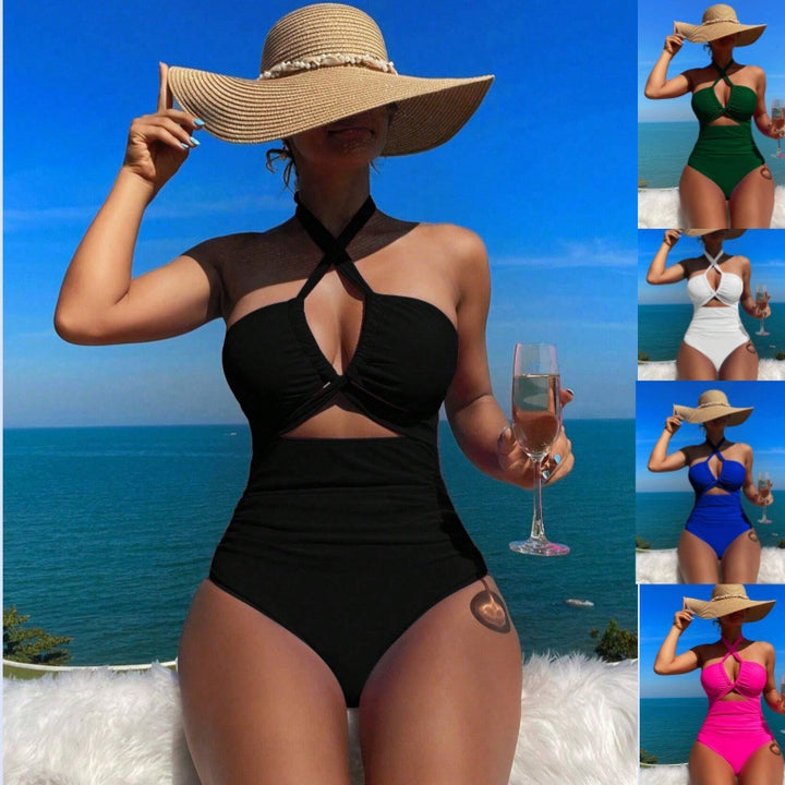 Damen einteiliger Badeanzug mit innovativem Cut-Out-Design und verspieltem Schleifenband Echo Archiv