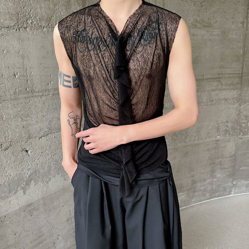 Herren modisches ärmelloses Oberteil mit transparentem Design und raffinierten Details Echoarchiv