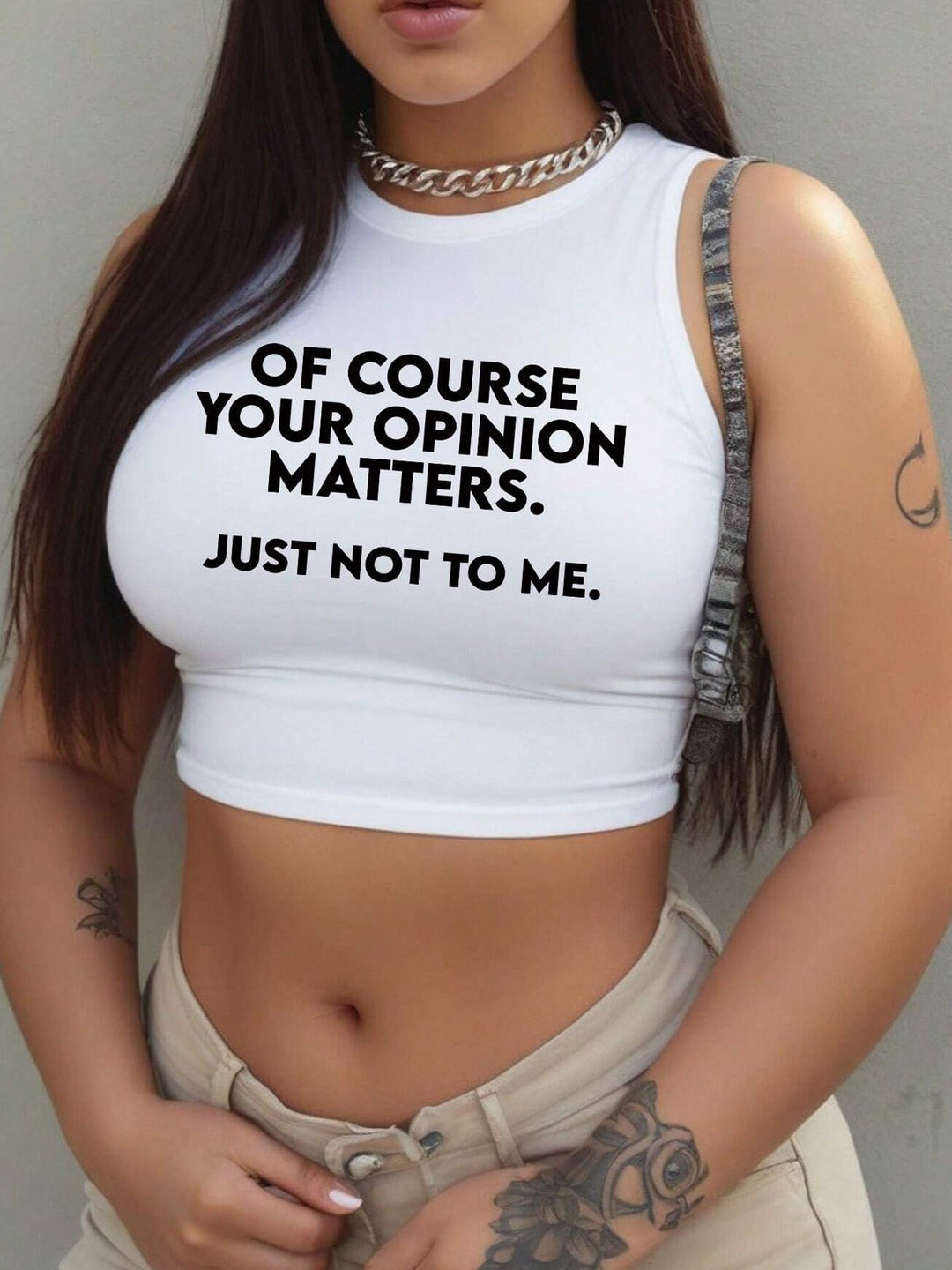 Damen Crop-Top mit mutigem Statement-Druck Echo Archiv
