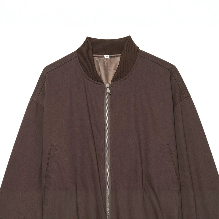 Damen kurzes Bomberjacke-Cropped mit breitem Rippenbund, Metallreißverschluss und oversized Ärmeln – Avenza