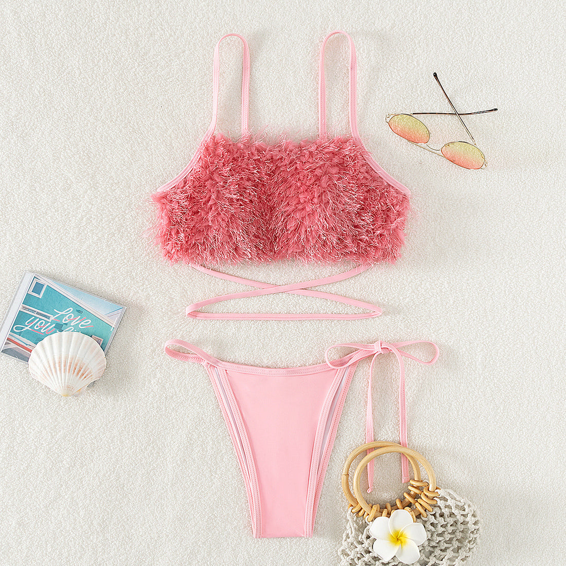 Damen Trendiger Bikini mit fluffigem Oberteil – Maréssa