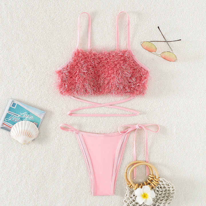 Damen Trendiger Bikini mit fluffigem Oberteil Echo Archiv