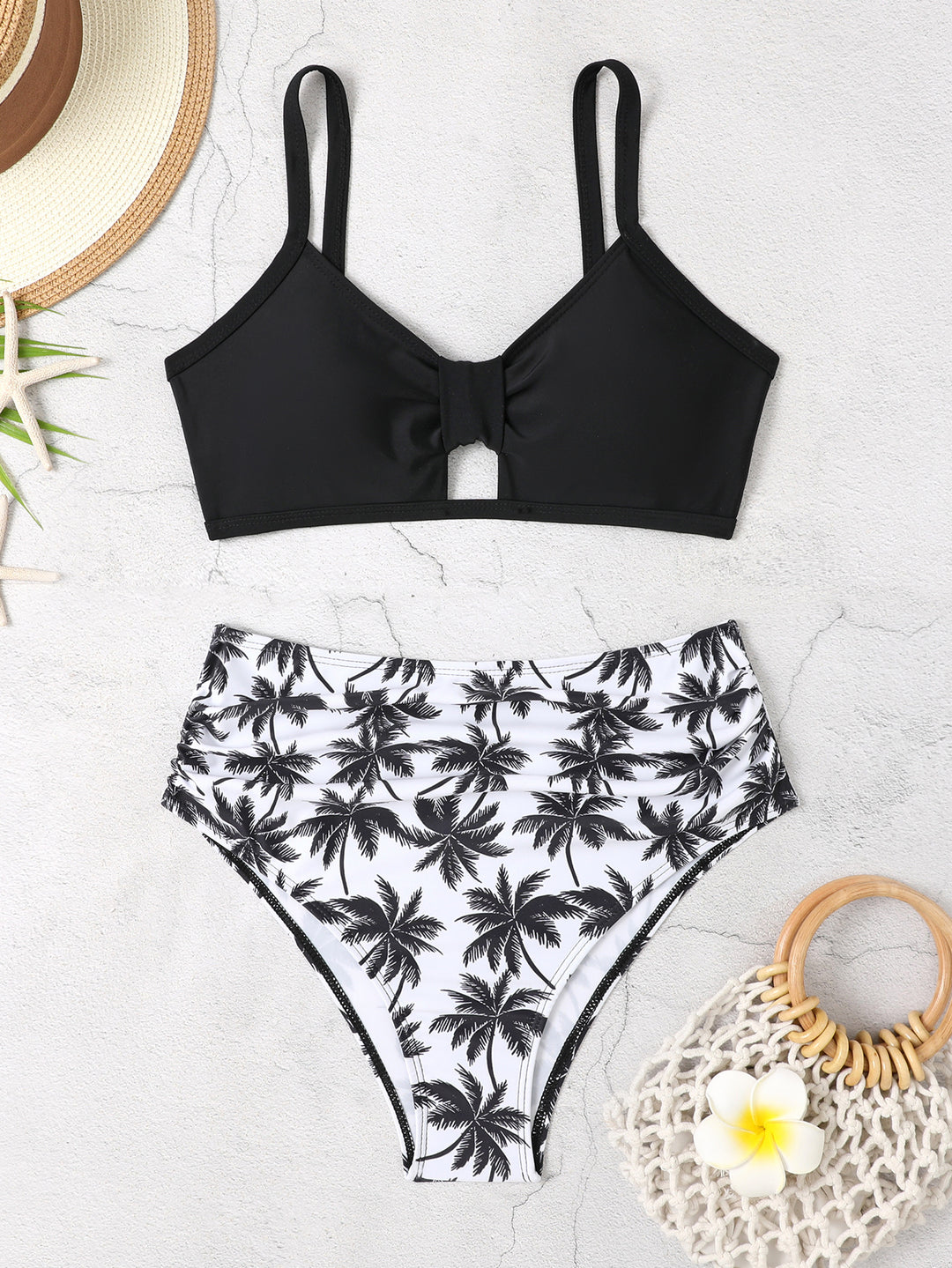 Damen Bikini-Set mit floralem Hochbund und modischem Knoten Echo Archiv