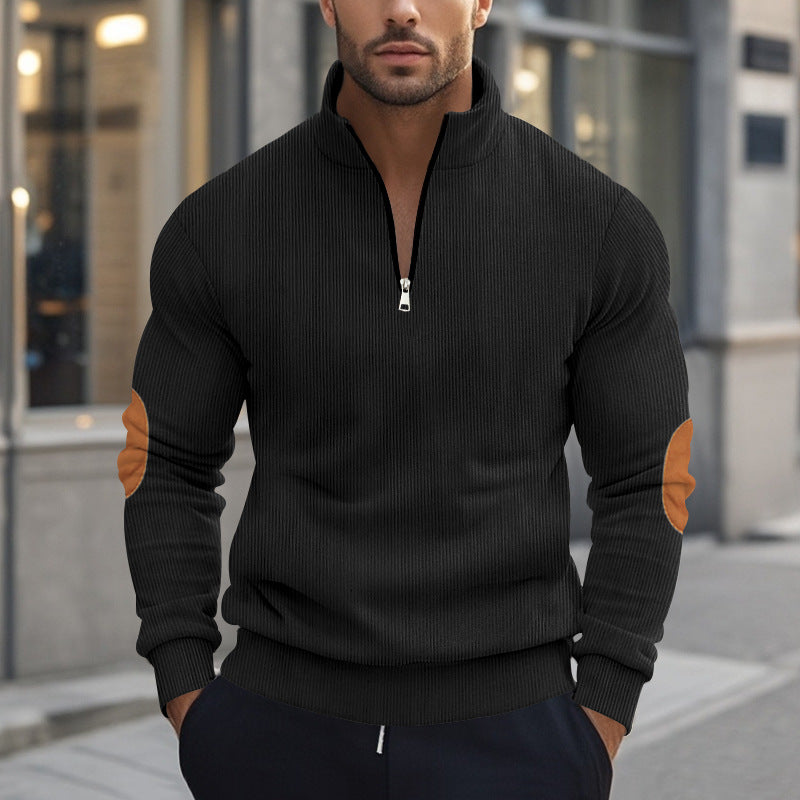 Herren Pullover mit halbem Reißverschluss und strukturiertem Design Echoarchiv