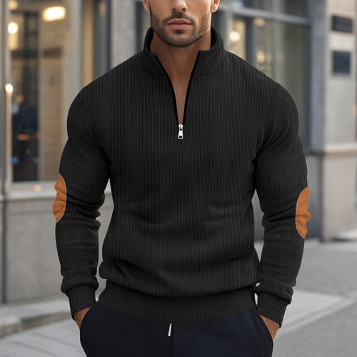 Herren Pullover mit halbem Reißverschluss und strukturiertem Design Echoarchiv