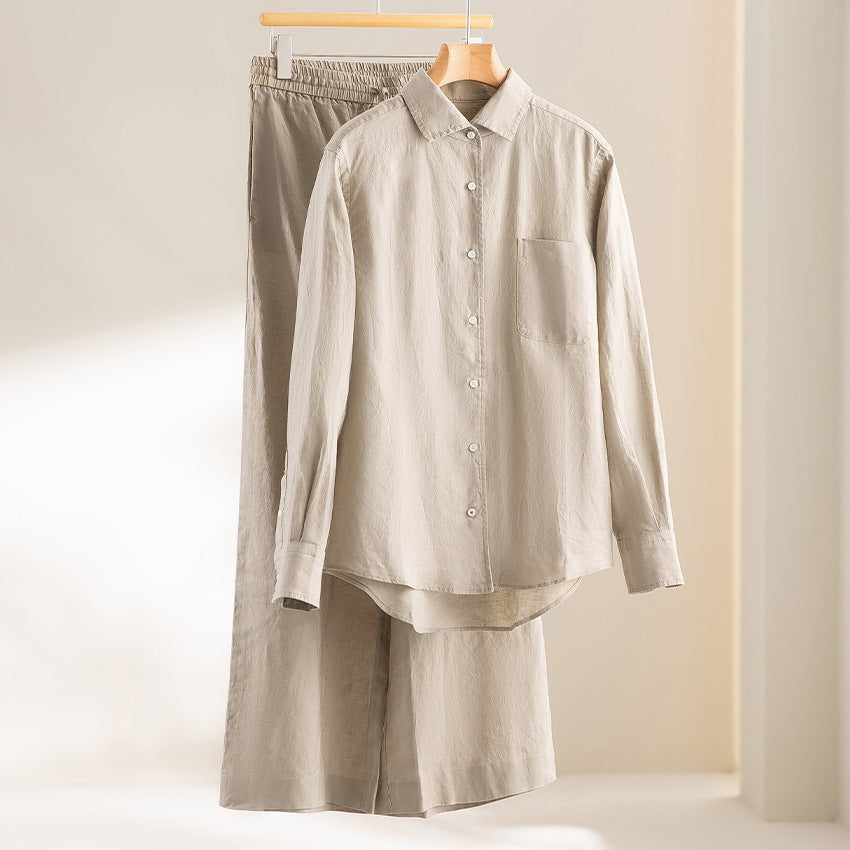 Herren Leichtes Leinenhemd mit Brusttasche und legerem Oversize-Schnitt Echoarchiv