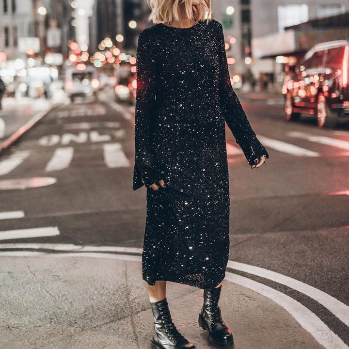 Damen Glitzerndes Langarmkleid Echoarchiv