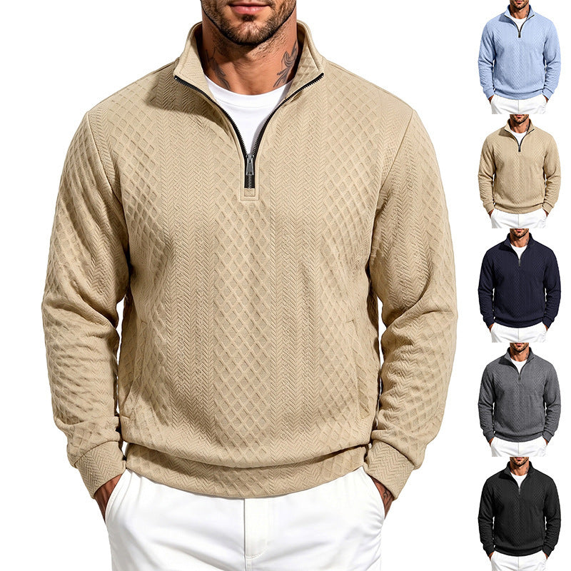 Herren Strukturierter Halbzip-Sweater aus Feinstrick mit Zopfmuster und Eingriffstaschen Echoarchiv