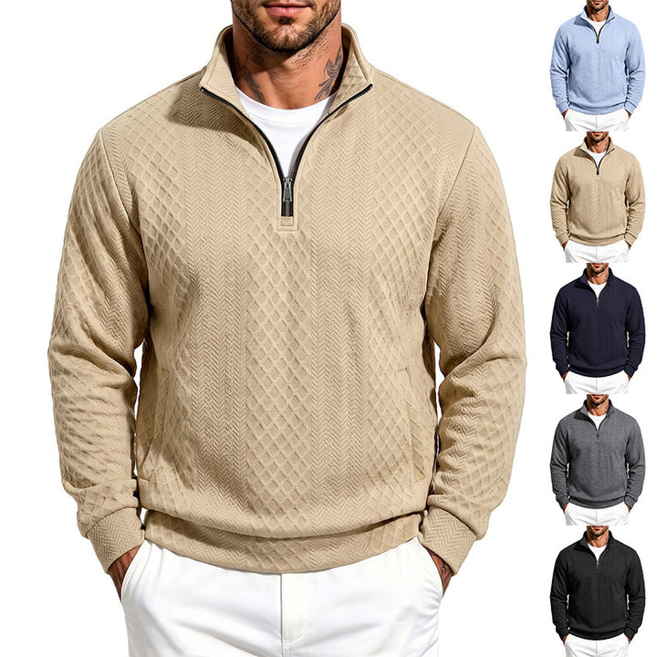 Herren Strukturierter Halbzip-Sweater aus Feinstrick mit Zopfmuster und Eingriffstaschen Echoarchiv