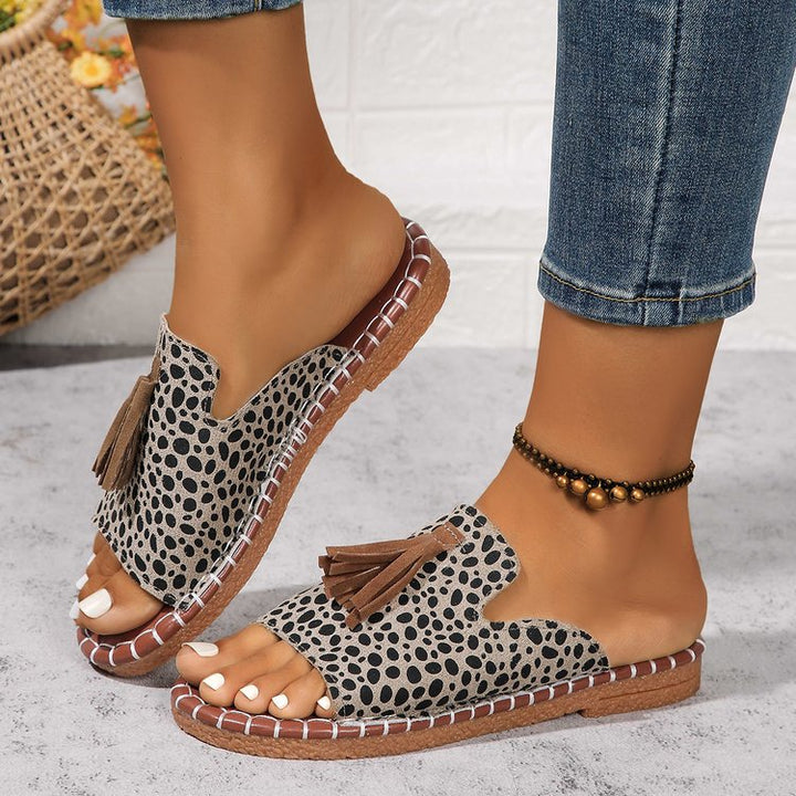 Damen Offene Pantoletten mit Quaste im Espadrille‑Stil – Sorelia