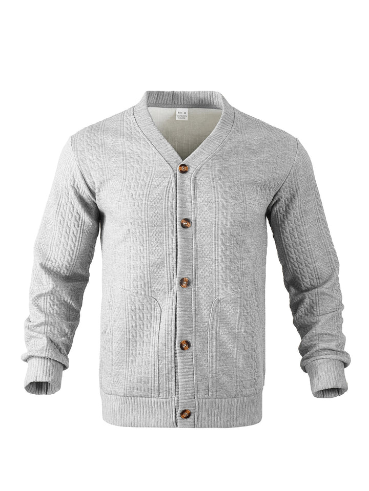 Herren Strickjacke mit strukturierter Oberfläche und goldenen Knöpfen Echoarchiv