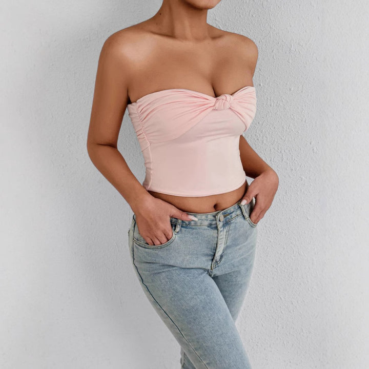 Damen Bandeau Crop-Top mit Knoten-Design Echo Archiv