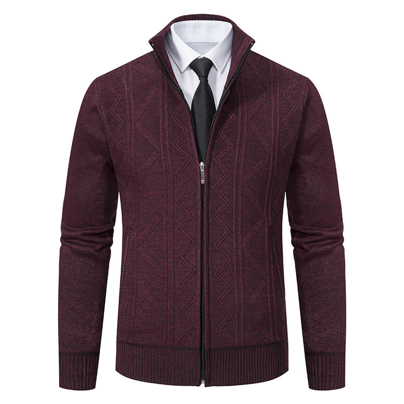 Herren nan Strickjacke mit Reißverschluss, Stehkragen und strukturierter Zopfmuster-Optik Echo Archiv