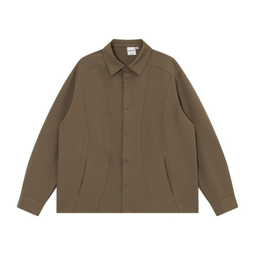 Unisex Boxy Hemdjacke mit minimalistischen Teilungsnähten und verdeckten Eingrifftaschen Echoarchiv