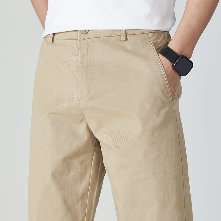 Herren Klassische Baumwoll-Chinohose mit geradem Bein und cleanem Minimal-Design Echo Archiv