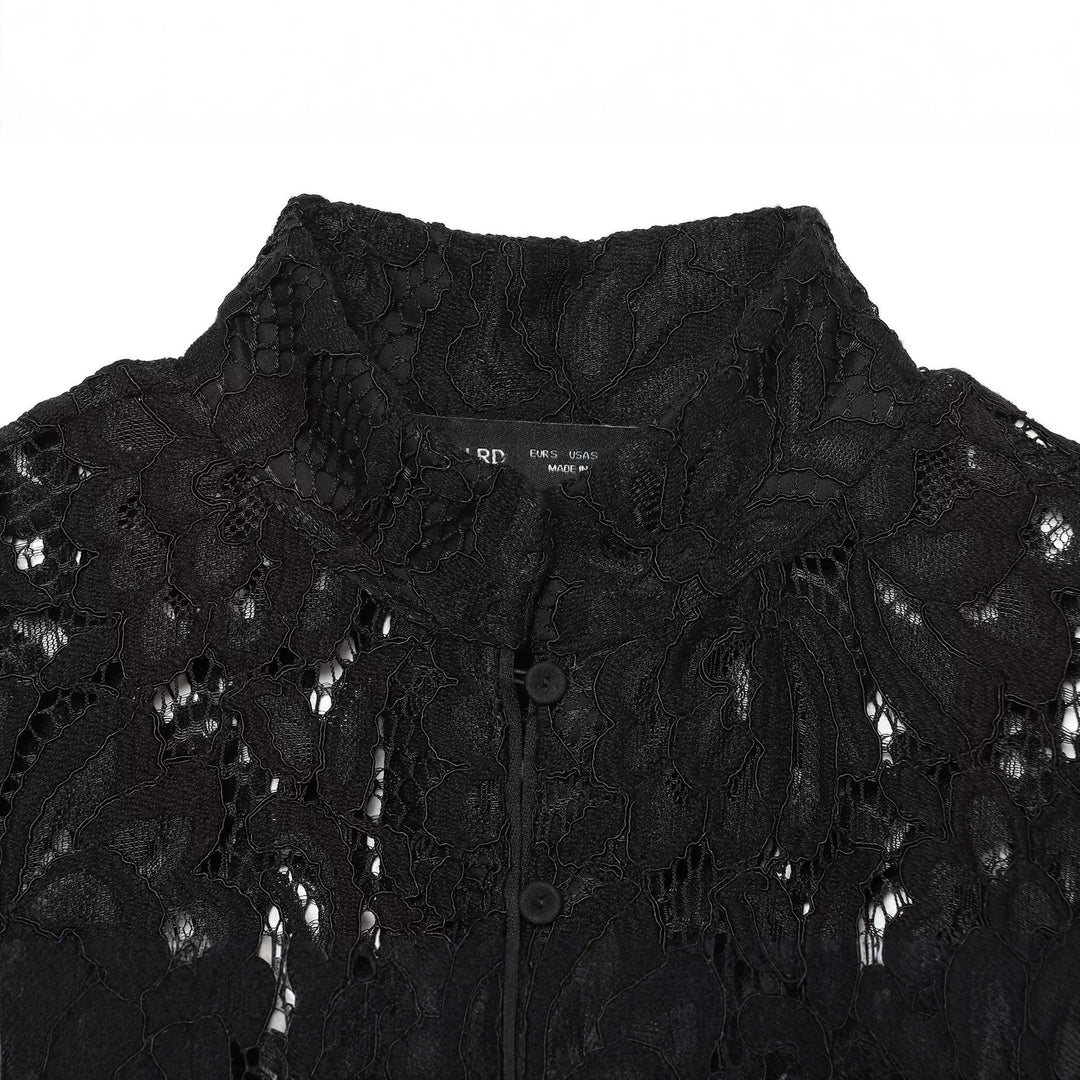 Damen Kurze Spitzenjacke mit Stehkragen und Knopfleiste Echo Archiv