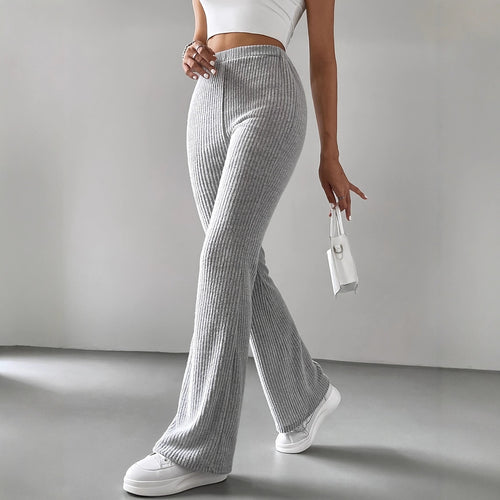 Damen Strickhose mit weitem Bein und Rippstruktur Echo Archiv