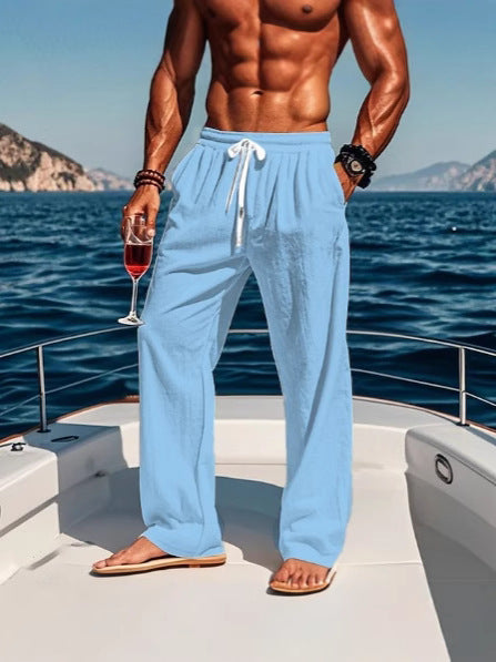 Herren lässige Strandhose mit elastischem Bund und seitlichen Taschen Echoarchiv