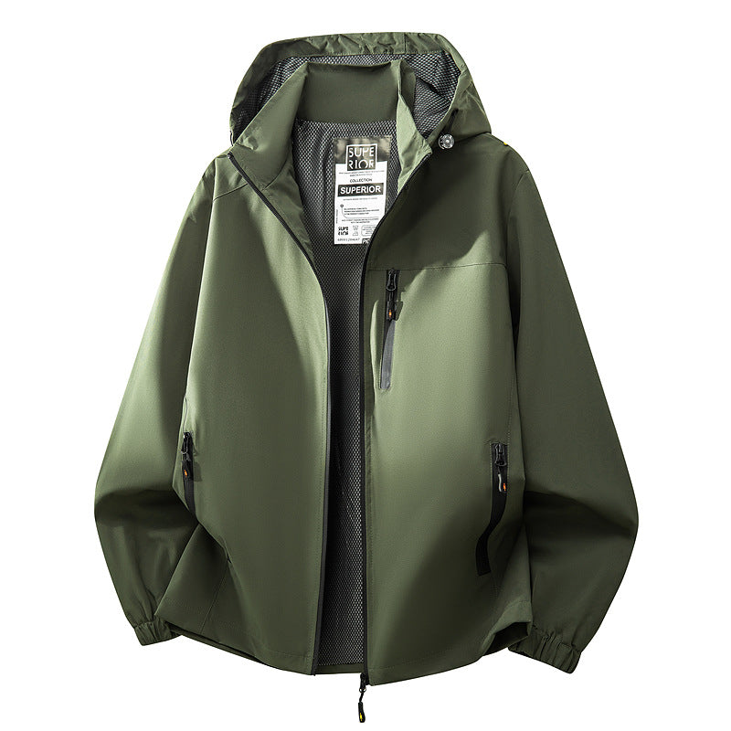 Herren Leichte wasserabweisende Kapuzen‑Softshelljacke mit Mesh‑Futter, Reißverschlusstaschen & elastischen Bündchen Echoarchiv