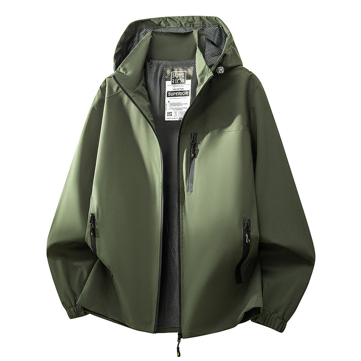 Herren Leichte wasserabweisende Kapuzen‑Softshelljacke mit Mesh‑Futter, Reißverschlusstaschen & elastischen Bündchen Echoarchiv