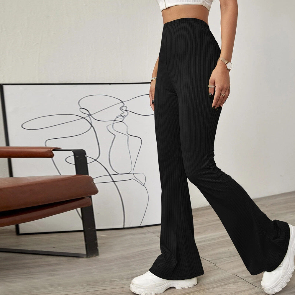Damen hochtaillierte gerippte Schlaghose aus stretch‑Jersey – Avélisse
