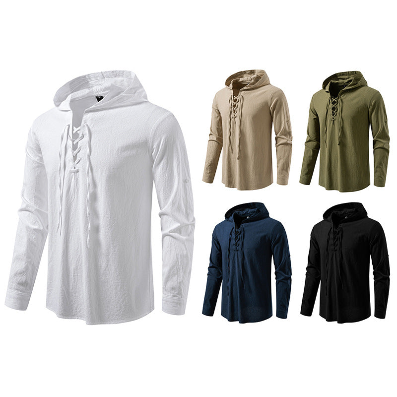 Herren lässiges Kapuzenshirt mit modernes Schnürdesign Echoarchiv